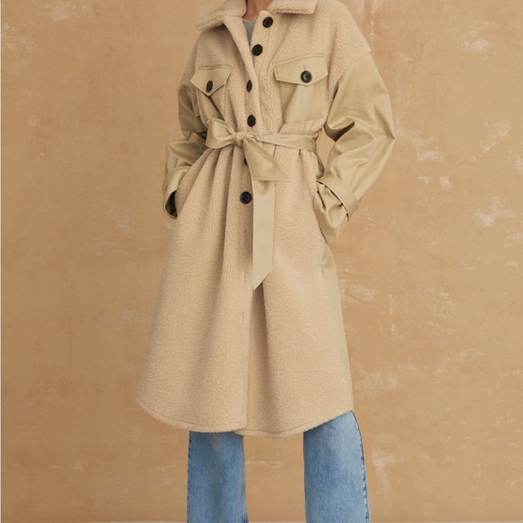 Marissa Webb FRANKIE SHERPA COATED CANVAS TRENCH